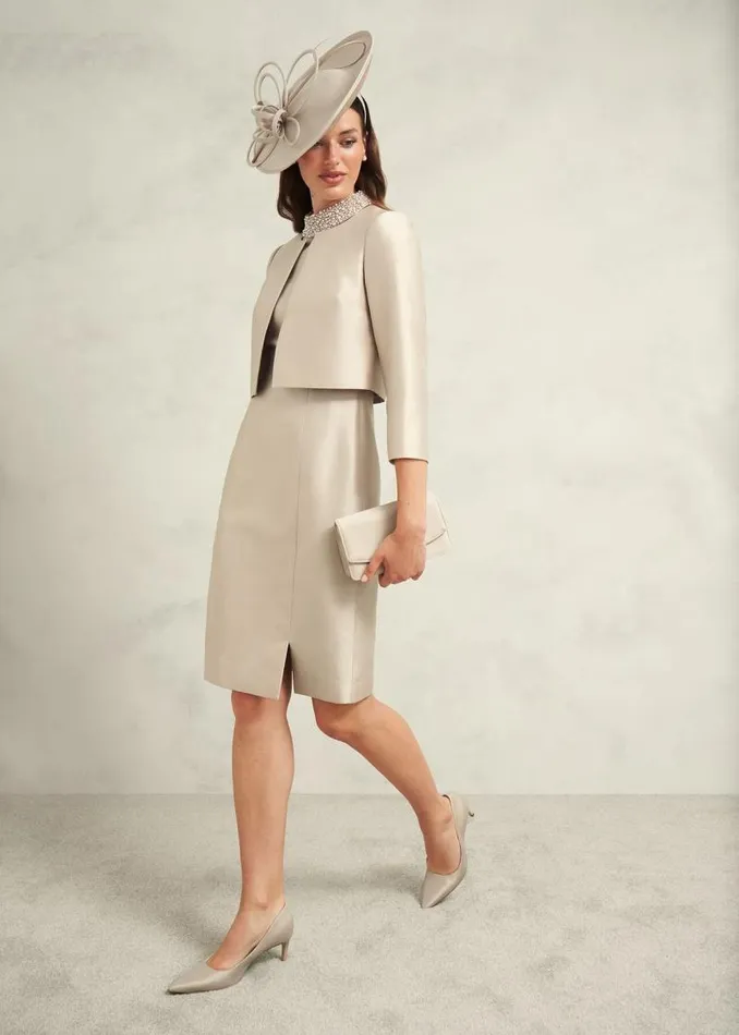 Women HOBBS Coats and Jackets Katherine Wool Silk Jacket Oyster