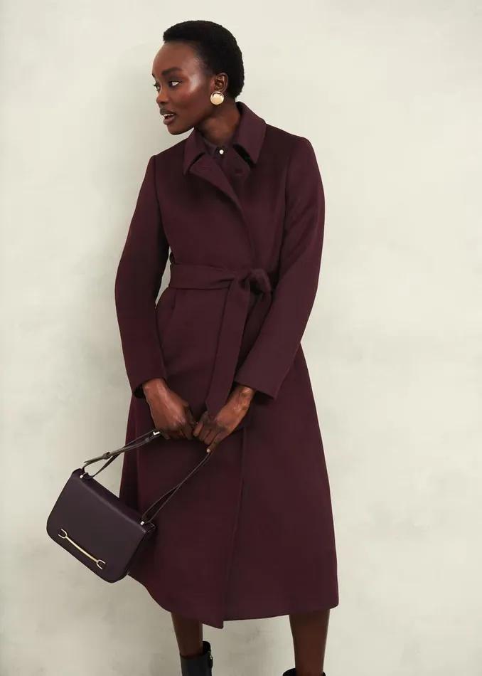 Women HOBBS Coats and Jackets Livia Wool Coat Malbec Purple