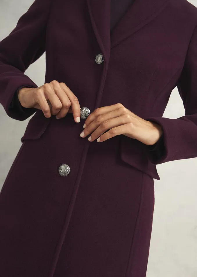 Women HOBBS Coats and Jackets Petite Edwina Wool Blend Coat Wine