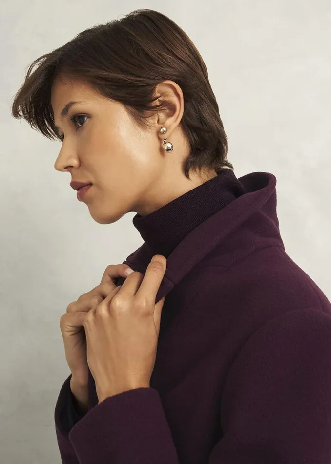 Women HOBBS Coats and Jackets Petite Edwina Wool Blend Coat Wine