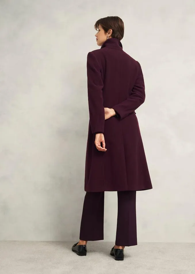 Women HOBBS Coats and Jackets Petite Edwina Wool Blend Coat Wine
