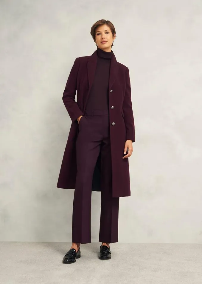 Women HOBBS Coats and Jackets Petite Edwina Wool Blend Coat Wine