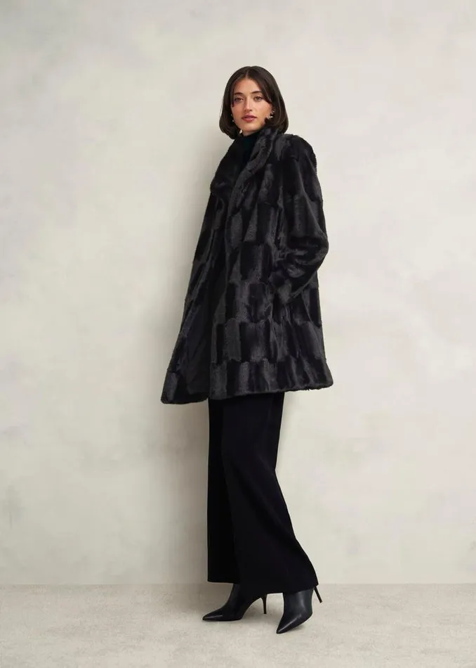 Women HOBBS Coats and Jackets Petite Rosanne Faux Fur Coat Black