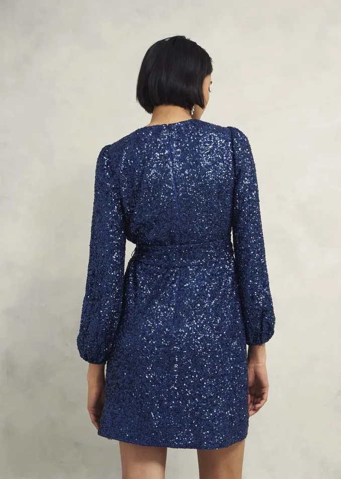 Women HOBBS Dresses and Jumpsuits Bette Sequin Dress Riverside Blue