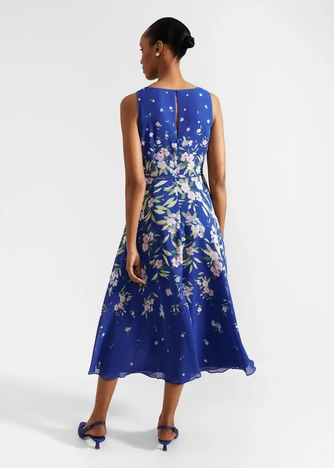 Women HOBBS Dresses and Jumpsuits Carly Floral Midi Dress Blue Multi