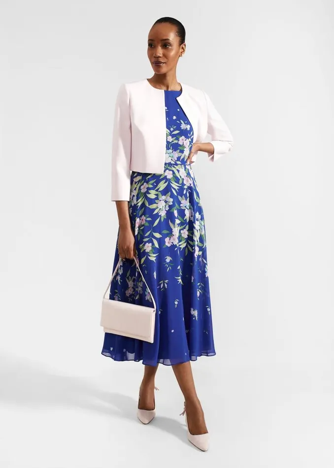 Women HOBBS Dresses and Jumpsuits Carly Floral Midi Dress Blue Multi