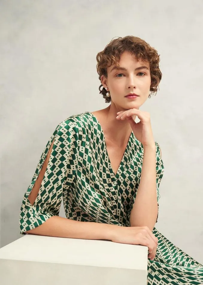 Women HOBBS Dresses and Jumpsuits Parcevall Silk Dress Green Cream