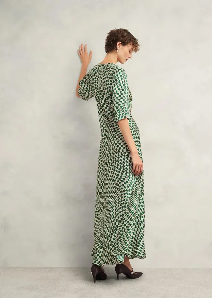 Women HOBBS Dresses and Jumpsuits Parcevall Silk Dress Green Cream
