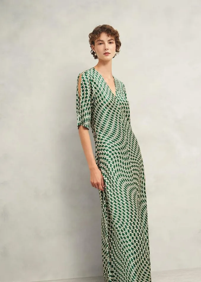 Women HOBBS Dresses and Jumpsuits Parcevall Silk Dress Green Cream