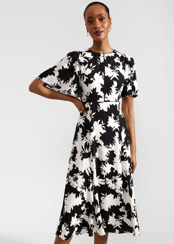 Women HOBBS Dresses and Jumpsuits Petite Alva Dress Ivory Black