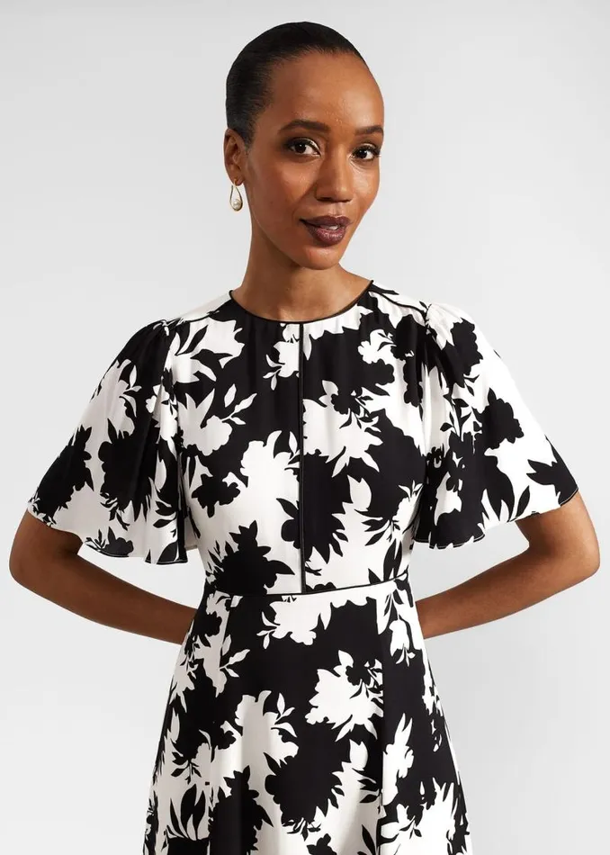 Women HOBBS Dresses and Jumpsuits Petite Alva Dress Ivory Black