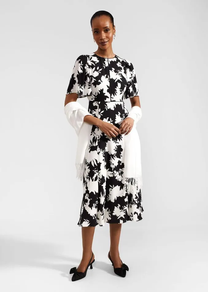 Women HOBBS Dresses and Jumpsuits Petite Alva Dress Ivory Black