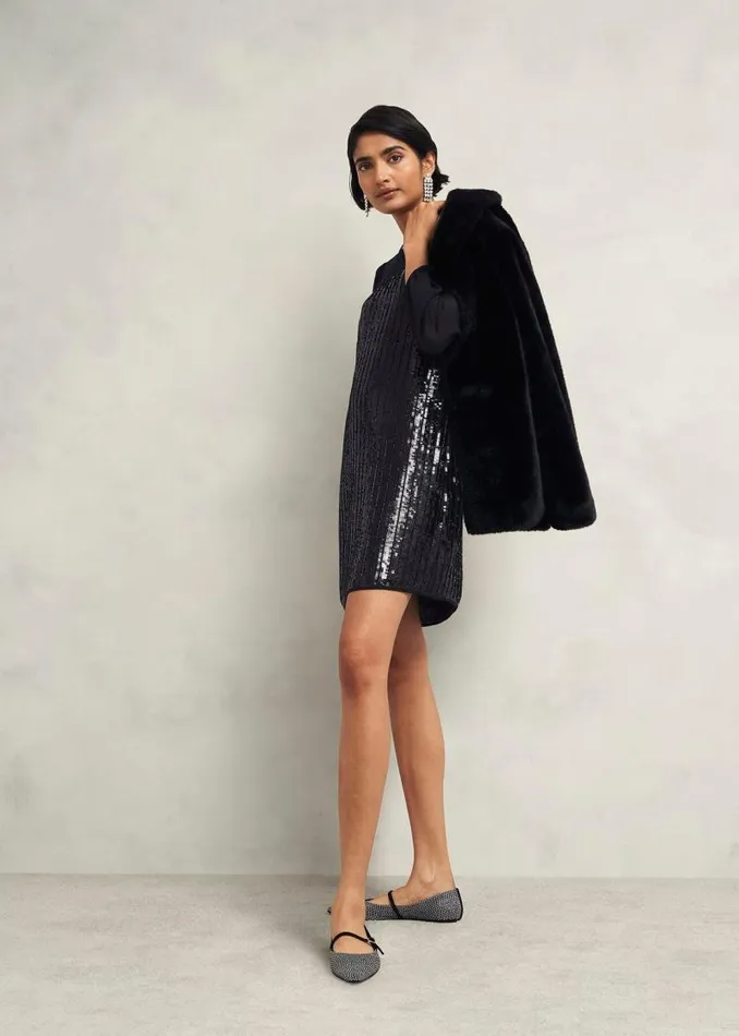 Women HOBBS Dresses and Jumpsuits Zariah Sequin Dress Hobbs Black