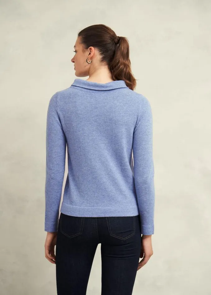 Women HOBBS Jumpers and Cardigans Audrey Wool Cashmere Jumper Blue Marl