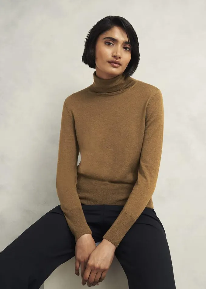 Women HOBBS Jumpers and Cardigans Clarendon Wool Silk Roll Neck Jumper Classic Vicuna Women HOBBS Jumpers and Cardigans Clarendon Wool Silk Roll Neck Jumper Classic Vicuna