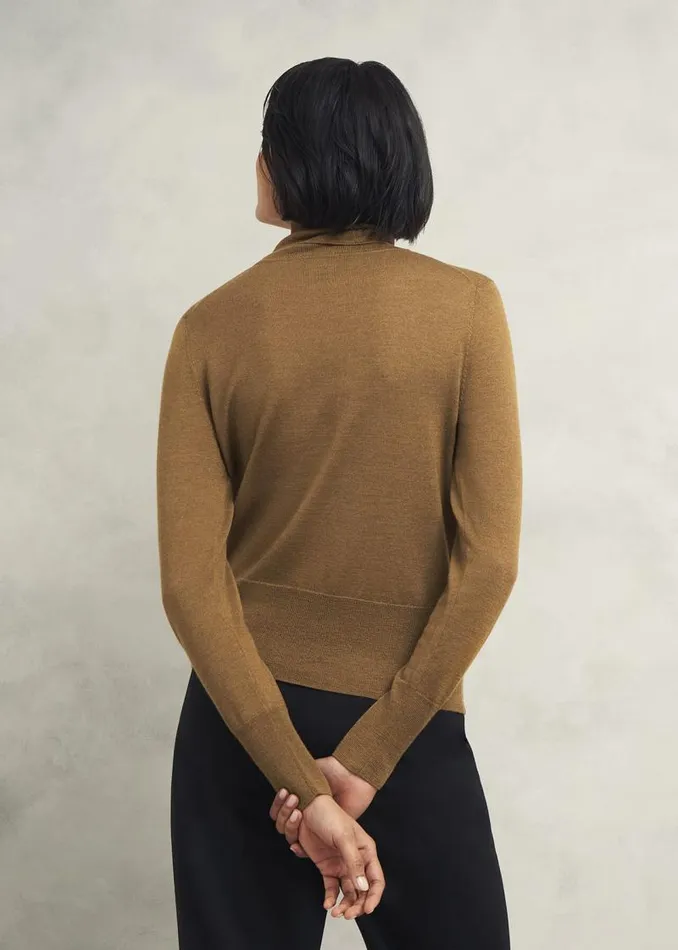 Women HOBBS Jumpers and Cardigans Clarendon Wool Silk Roll Neck Jumper Classic Vicuna