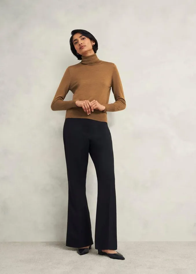 Women HOBBS Jumpers and Cardigans Clarendon Wool Silk Roll Neck Jumper Classic Vicuna