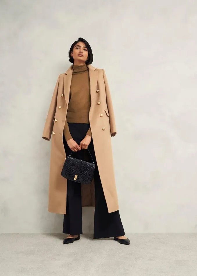 Women HOBBS Jumpers and Cardigans Clarendon Wool Silk Roll Neck Jumper Classic Vicuna