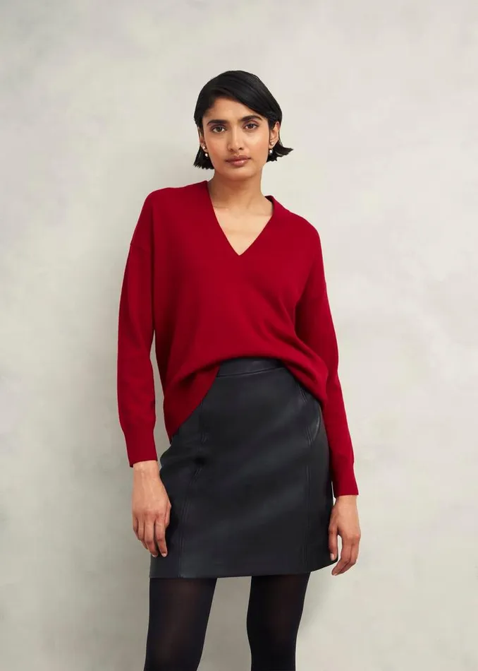 Women HOBBS Jumpers and Cardigans Lettie V Neck Jumper With Cashmere Pomegranate Red Women HOBBS Jumpers and Cardigans Lettie V Neck Jumper With Cashmere Pomegranate Red