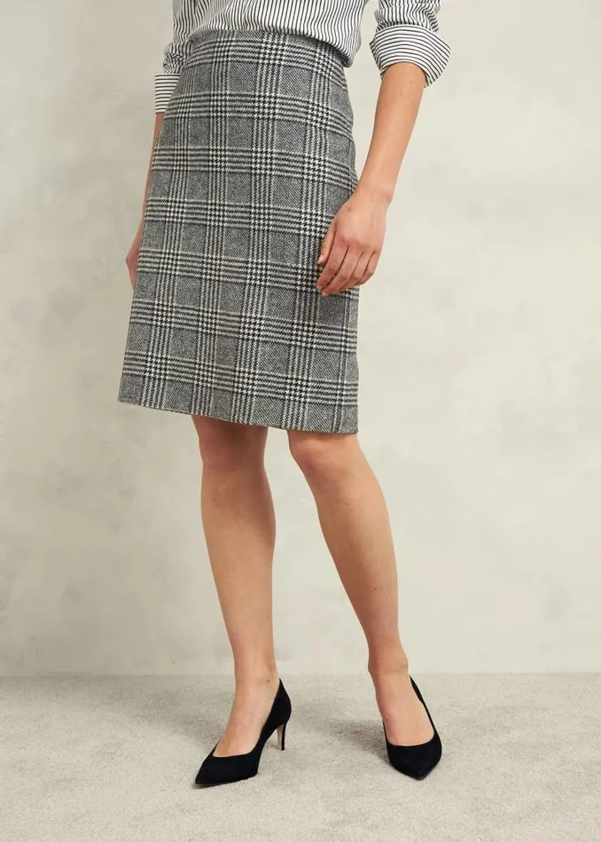 Women HOBBS Skirts Brea Wool Skirt Black White