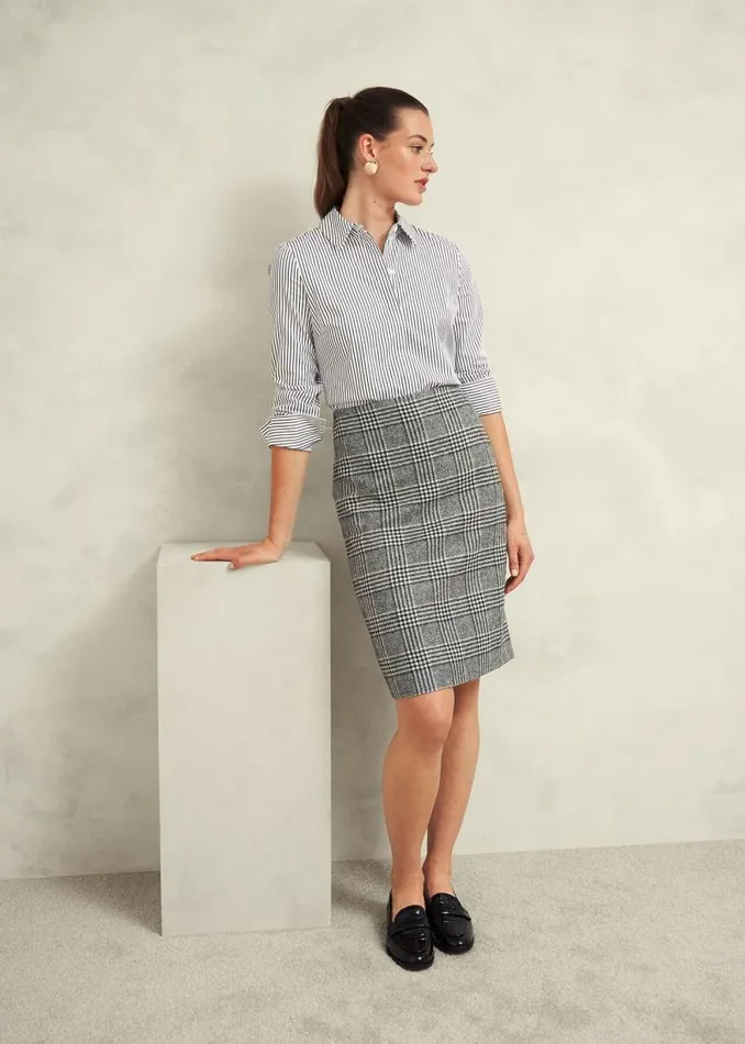 Women HOBBS Skirts Brea Wool Skirt Black White