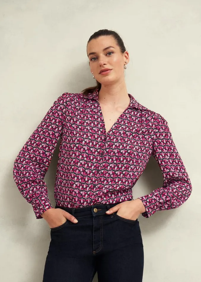 Women HOBBS Tops Abigail Blouse Pink Multi