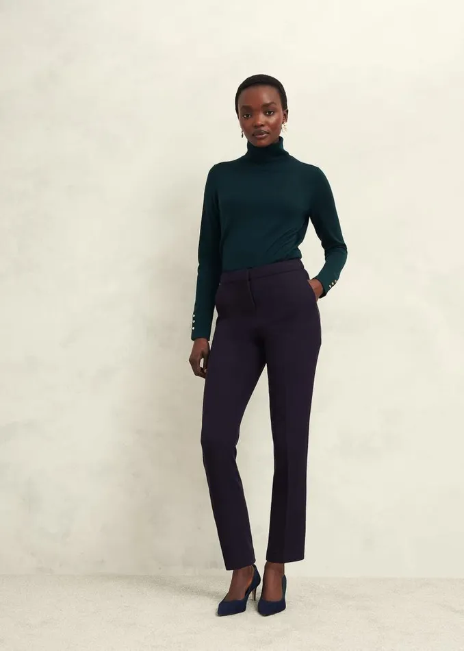 Women HOBBS Trousers Petite Aly Slim Trousers Navy