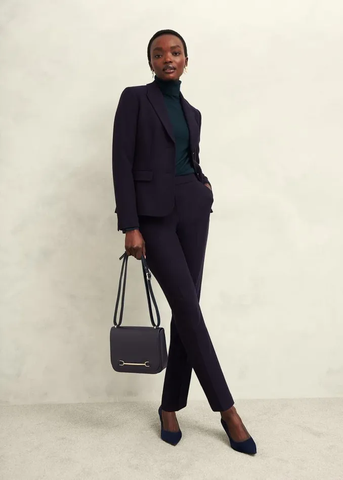 Women HOBBS Trousers Petite Aly Slim Trousers Navy