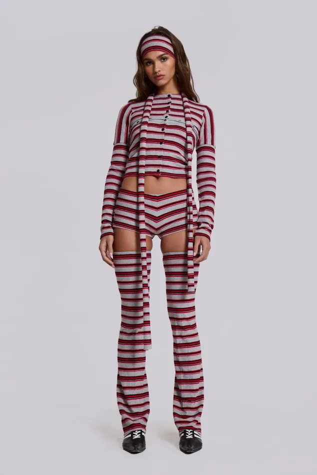 Women Isla Stripe Thigh High Leg Warmers Jaded London CoOrds
