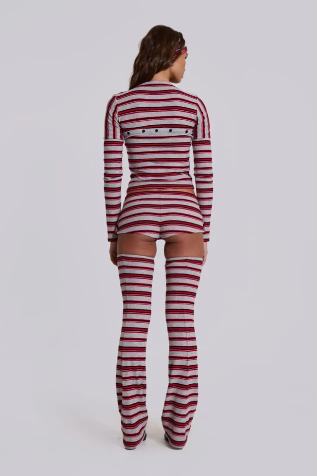 Women Isla Stripe Thigh High Leg Warmers Jaded London CoOrds