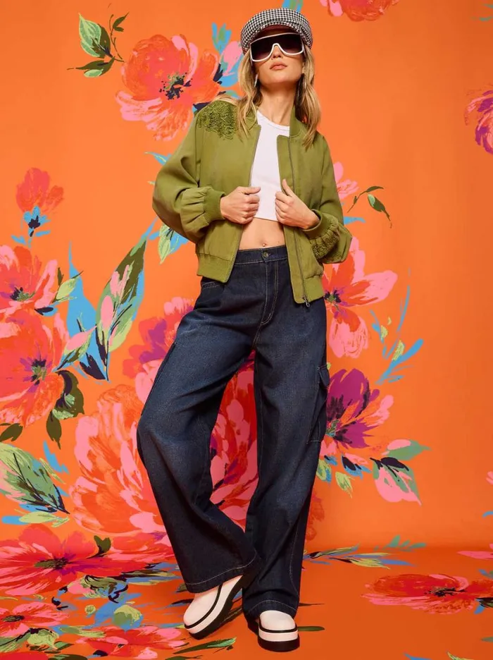 Women Jackets Blazers and Kimonos Jessica Simpson Fynn Bomber Jacket In Mayfly