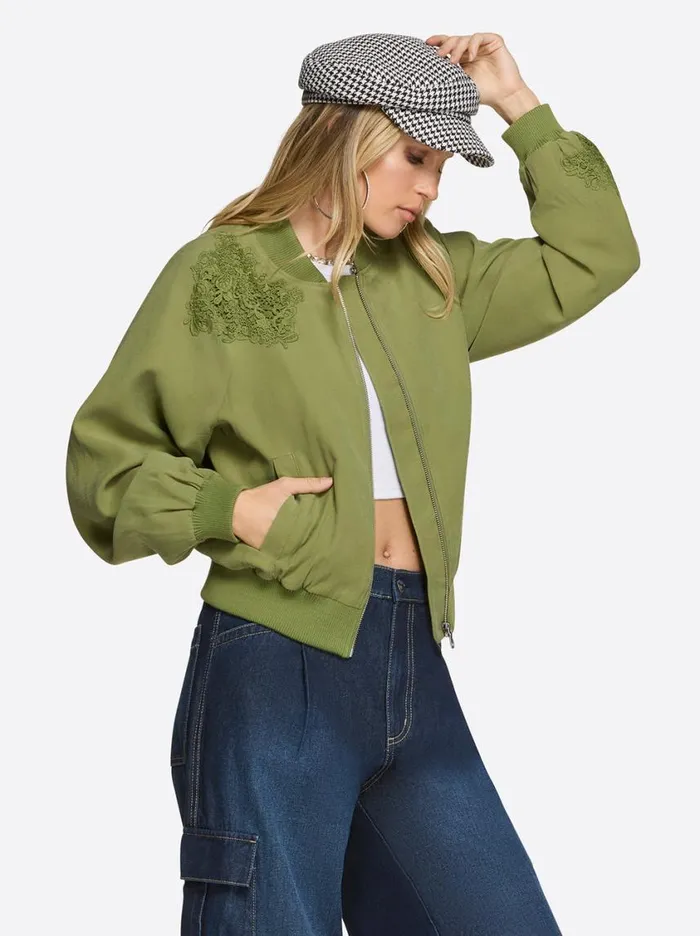 Women Jackets Blazers and Kimonos Jessica Simpson Fynn Bomber Jacket In Mayfly