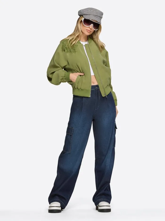 Women Jackets Blazers and Kimonos Jessica Simpson Fynn Bomber Jacket In Mayfly