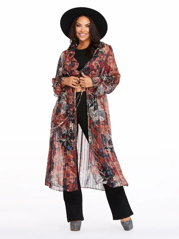 Women Jackets Blazers and Kimonos Jessica Simpson Gaia Duster In Autumn Memories