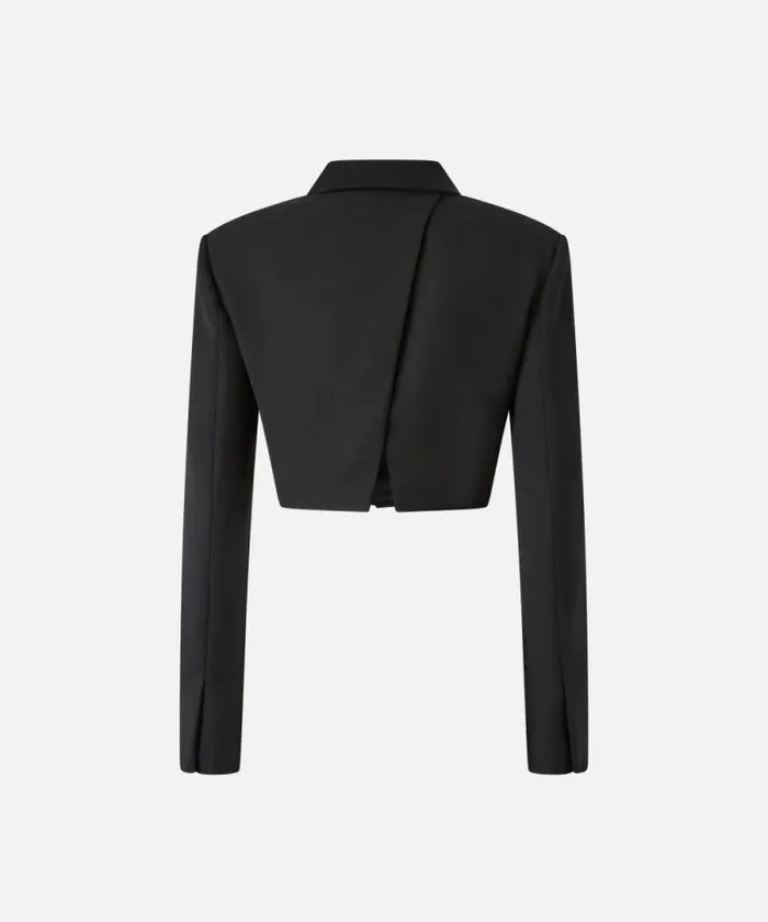 Women Jackets Pinko Short Spencer Jacket With Satin Lapels Limo Black Women Jackets Pinko Short Spencer Jacket With Satin Lapels Limo Black
