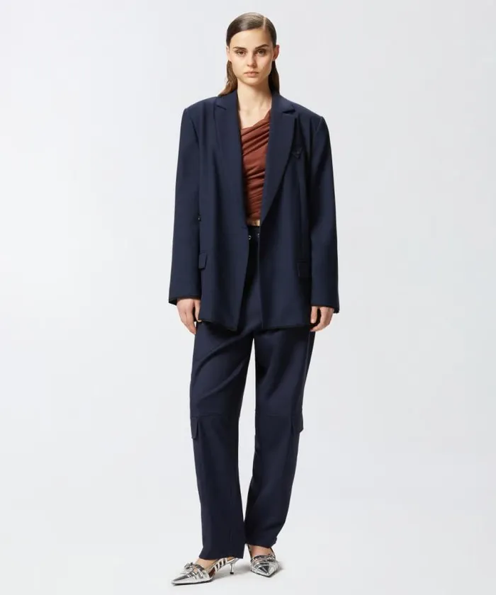 Women Jackets Pinko Tailored Blazer With Crossover Fastening Gloomy Blue Women Jackets Pinko Tailored Blazer With Crossover Fastening Gloomy Blue