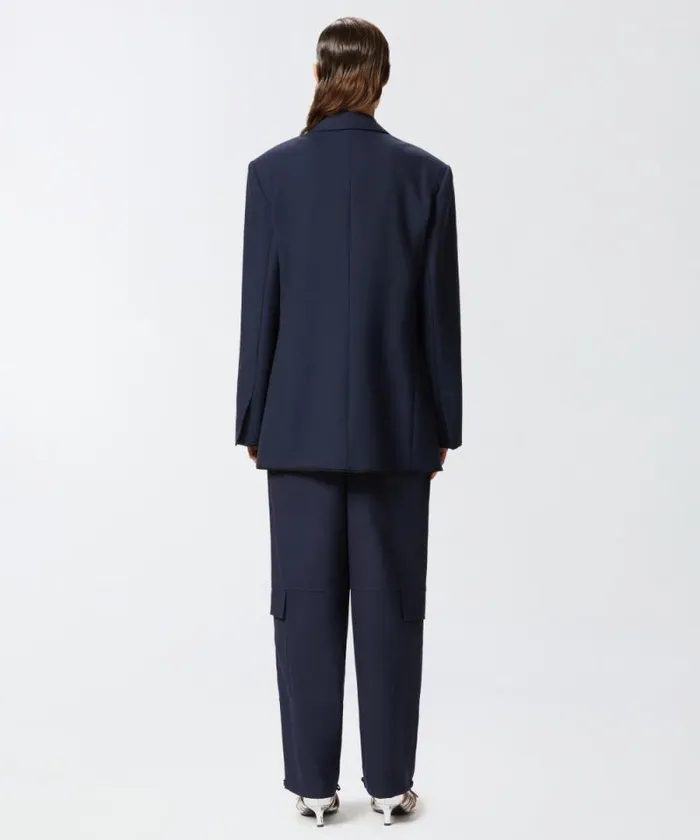 Women Jackets Pinko Tailored Blazer With Crossover Fastening Gloomy Blue Women Jackets Pinko Tailored Blazer With Crossover Fastening Gloomy Blue