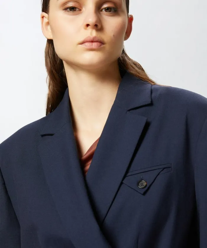 Women Jackets Pinko Tailored Blazer With Crossover Fastening Gloomy Blue Women Jackets Pinko Tailored Blazer With Crossover Fastening Gloomy Blue
