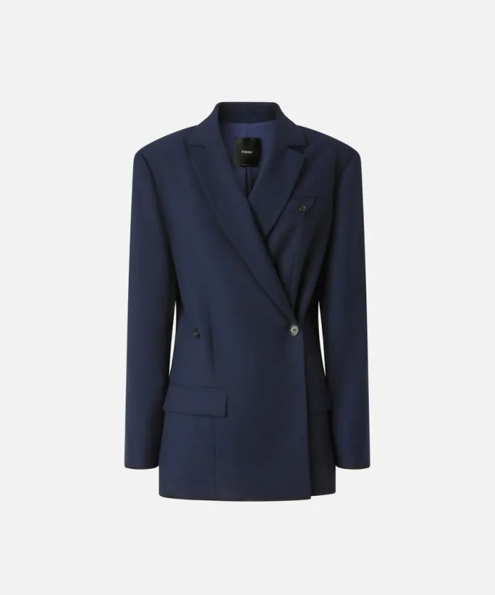 Women Jackets Pinko Tailored Blazer With Crossover Fastening Gloomy Blue Women Jackets Pinko Tailored Blazer With Crossover Fastening Gloomy Blue