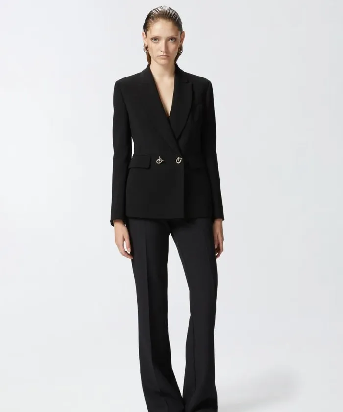 Women Jackets Pinko Technical Cady Blazer With Metal Buttons Limo Black Women Jackets Pinko Technical Cady Blazer With Metal Buttons Limo Black