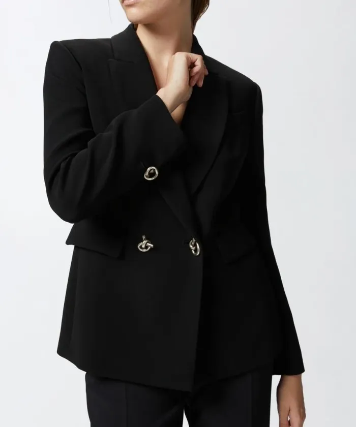 Women Jackets Pinko Technical Cady Blazer With Metal Buttons Limo Black Women Jackets Pinko Technical Cady Blazer With Metal Buttons Limo Black