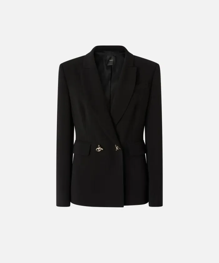 Women Jackets Pinko Technical Cady Blazer With Metal Buttons Limo Black Women Jackets Pinko Technical Cady Blazer With Metal Buttons Limo Black
