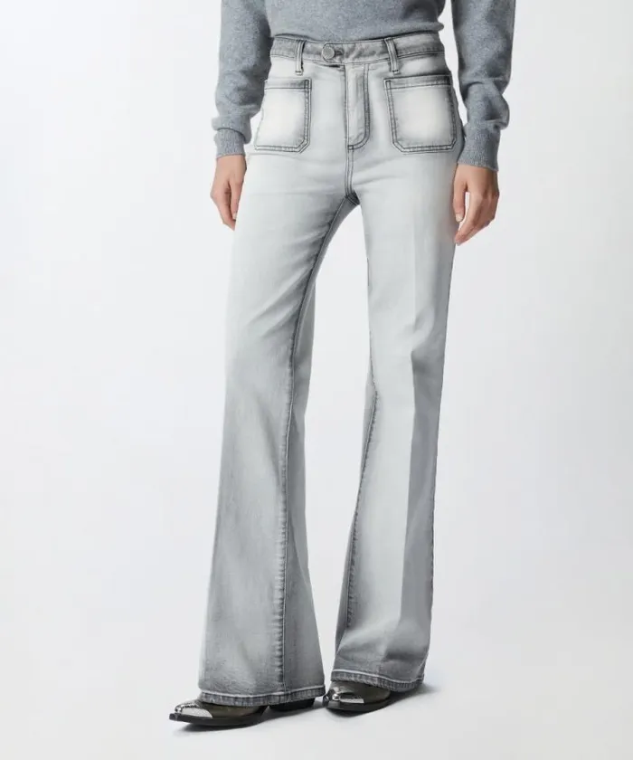 Women Jeans Pinko Light Grey Flared Jeans Light Grey Wash Women Jeans Pinko Light Grey Flared Jeans Light Grey Wash