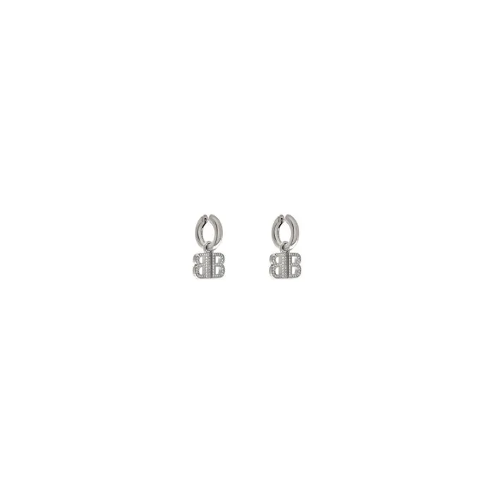 Women Jewellery Balenciaga Bb 20 Hoop Earrings In Silver