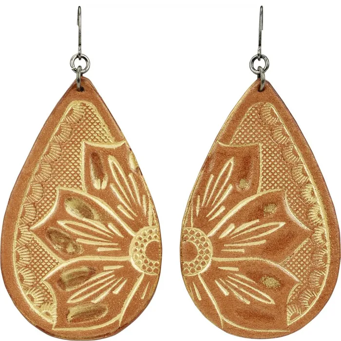 WOMEN Justin Tooled Leather Earrings Copper Justin Boots Jewelry