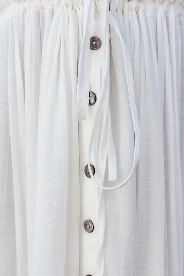 Women Kaftans Cupshe Sawyer Backless Frill AShape Cover Up White