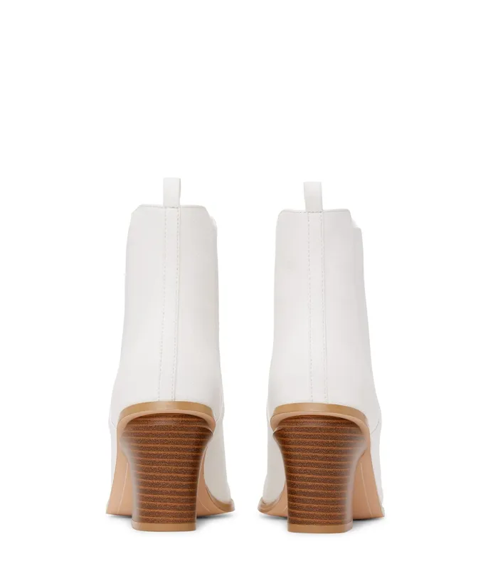 Women Kalista Vegan Mid Heel Boots White Matt and Nat Heels