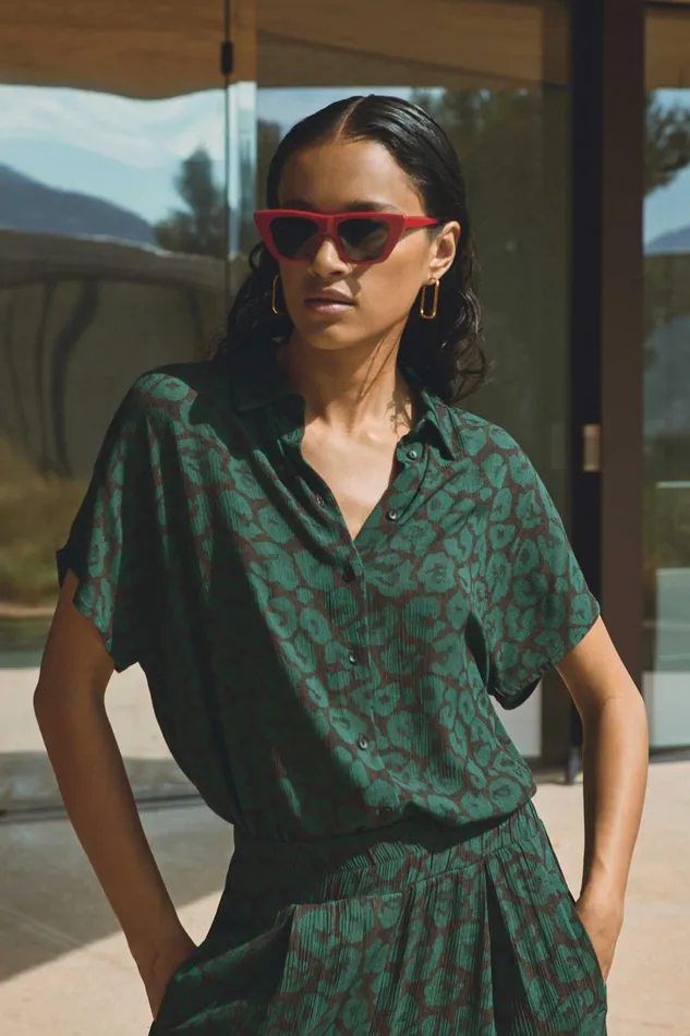 Women Karly Spotted Blouse Spotted Print Bybar Blouses Women Karly Spotted Blouse Spotted Print Bybar Blouses