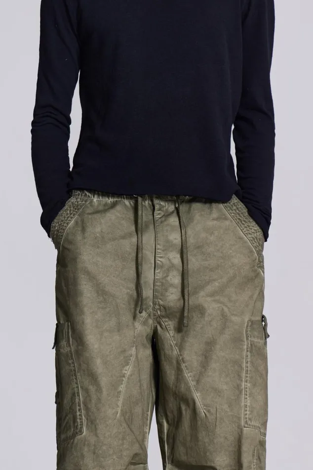 Women Khaki Oil Wash Parachute Cargo Pants Jaded London Trousers and Pants