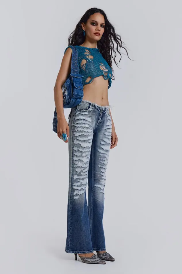 Women Knitted Hooded Crop Top Jaded London Knitwear